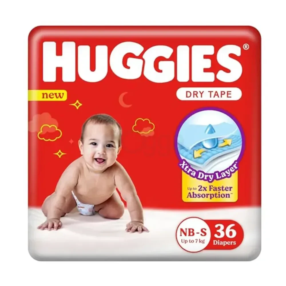 HUGGIES DRY TAPE EXTRA DRY LAYER NB-S 36 PCS