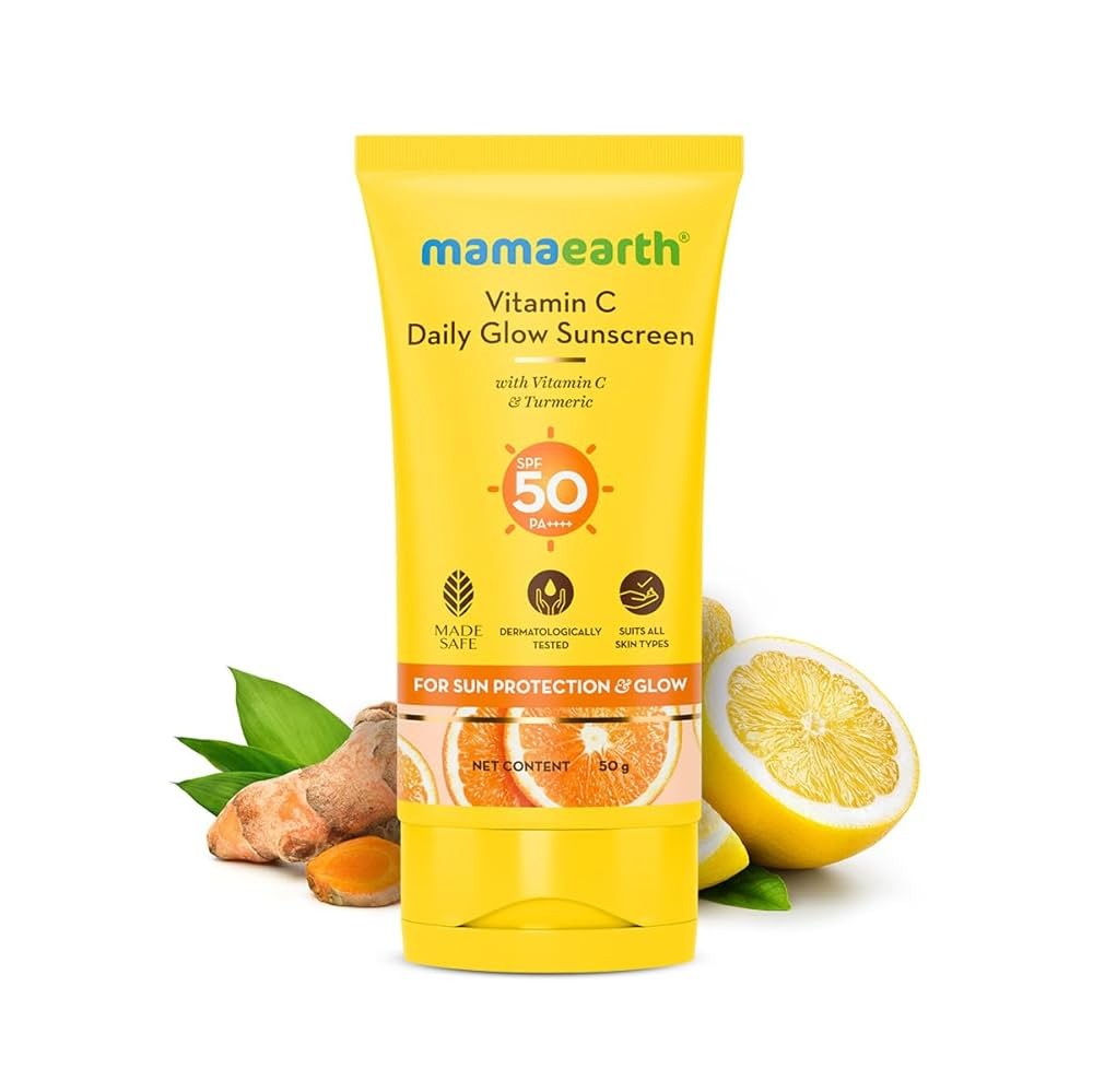 Mamaearth Vitamin C Daily Glow Sunscreen with Vitamin C & Turmeric 50GM